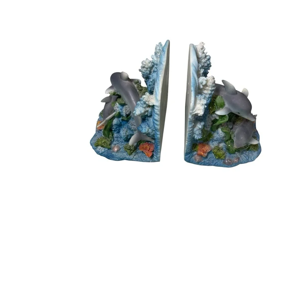 Dolphin 90s Nostalgia Bookends Set Figurine Y2K Coral Ocean Book End